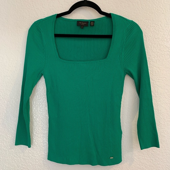 Ted Baker London Tops - Ted Baker Ribbed Knit Pullover Top Size Small 4-6  Kelly Green Classic